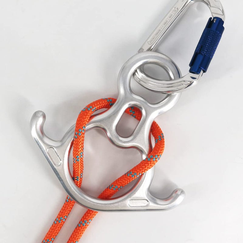 NewDoar 50KN 11000 LBF Rescue Figure,8 Descender Large Bent-Ear Belaying and Rappelling Gear Belay Device for Rock Climbing, Aerial Dance,Ziplining and Peak Rescue 7075 Aluminum Alloy(White) - Image 5